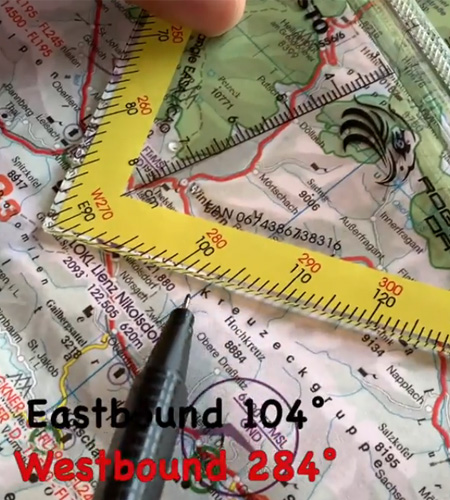 Triangle de navigation AESA OACI Eastbound Westbound