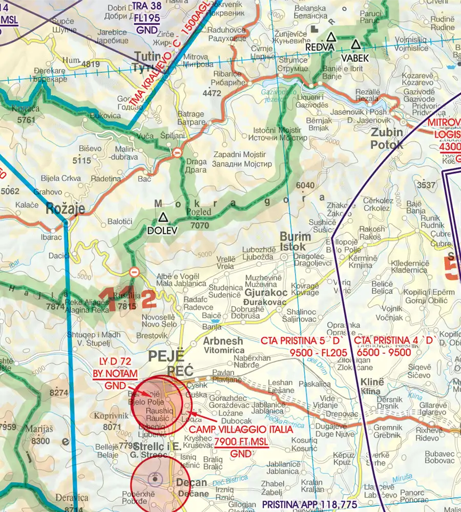 Points de passage frontaliers entre la Macédoine du Nord et le Monténégro Sur la carte en 500k