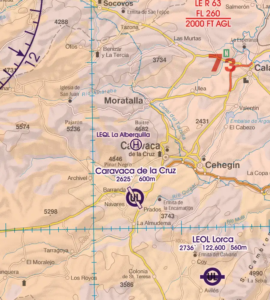 Héliport sur la carte VFR 500k de l'Espagne