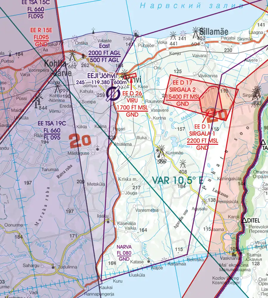 Zone de danger en 500k sur la carte OCAI de l'Estonie