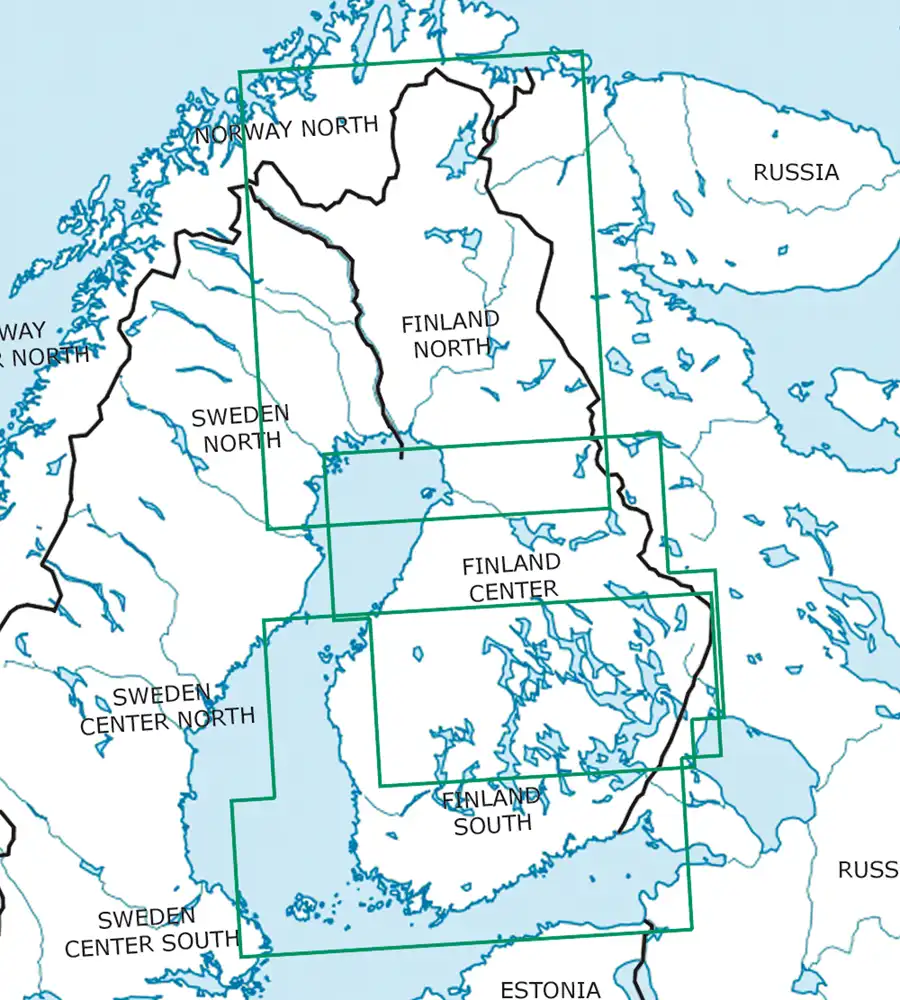 Coupe feuille de la Finlande en carte VFR 500k