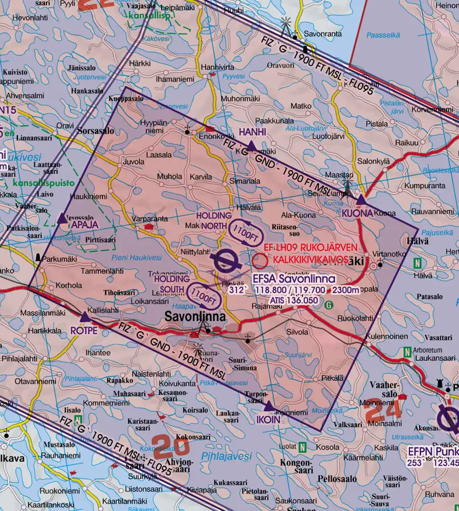 VAP FIZ sur la carte OCAI VFR de la Finlande en 500k