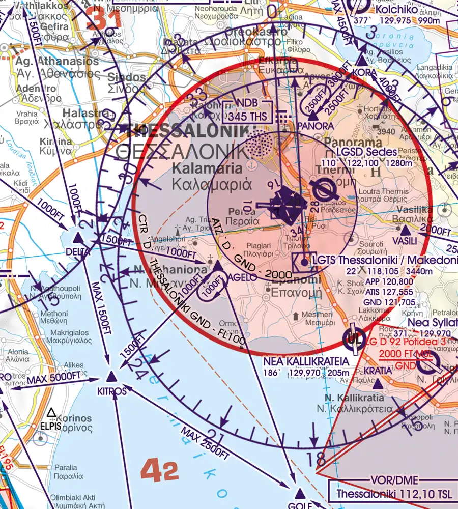 CTR sur la carte VFR de la Grèce en 500k