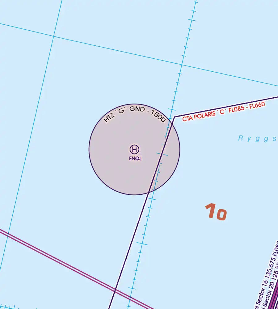 HTZ Helikopter Traffic Zone sur la carte 500k VFR de Norvège