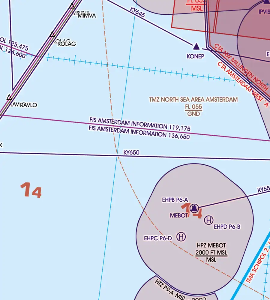 FIS sur la carte aéronautique 500k des Pays-Bas