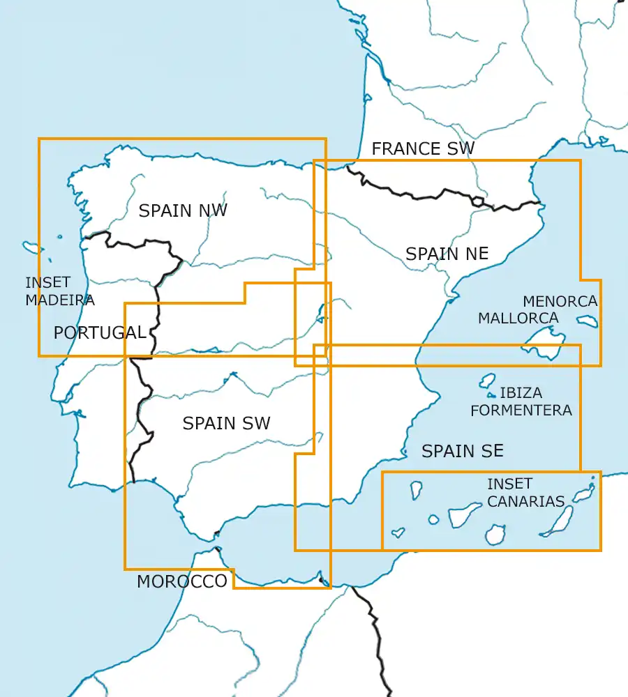 Coupe feuille de l'Espagne sur la carte VFR en 500k