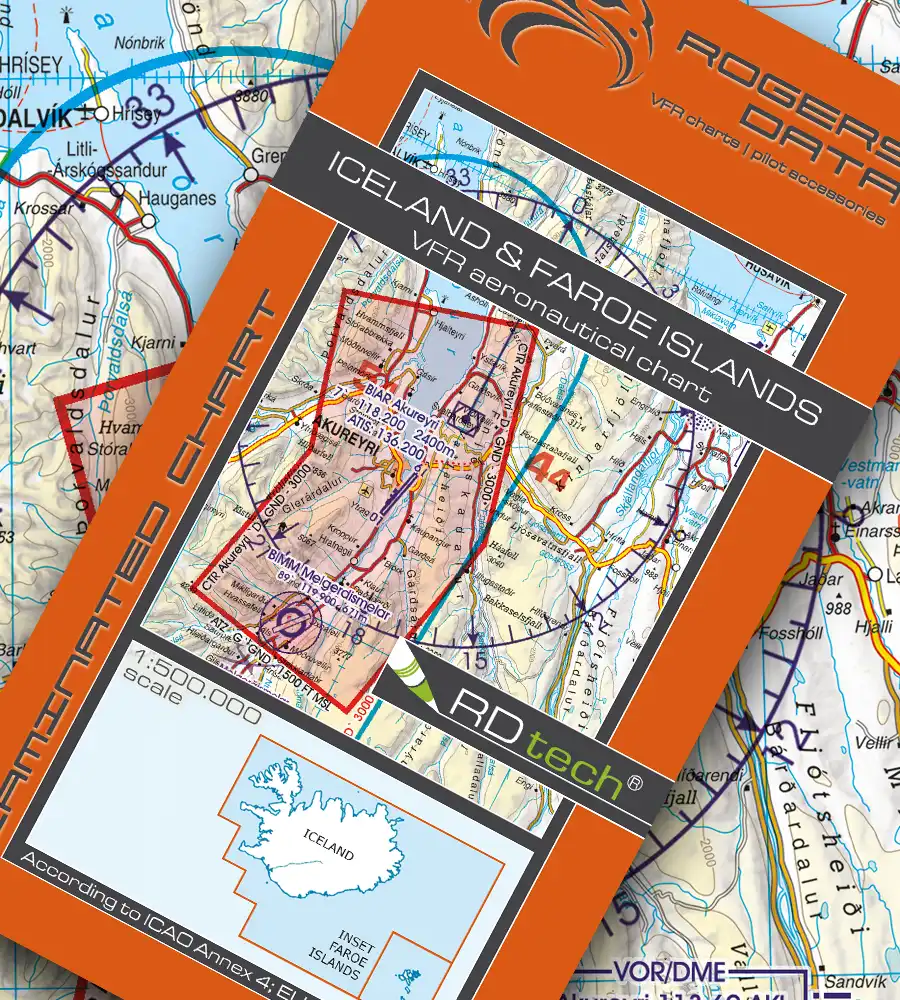 VFR Carte de l'Islande et Iles Féroé.