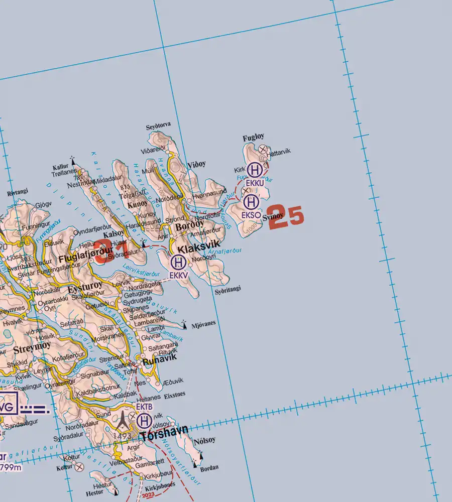 Islande Îles Féroé héliport 500k