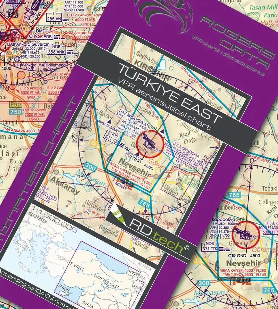 VFR ICAO Sichtflugkarte von der Türkei Ost in 1000k