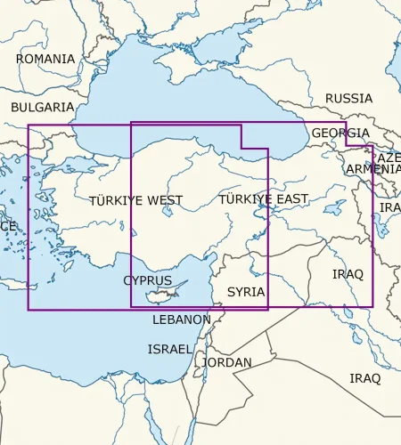 Blattschnitt von der Türkei auf der VFR Karte in 1000k
