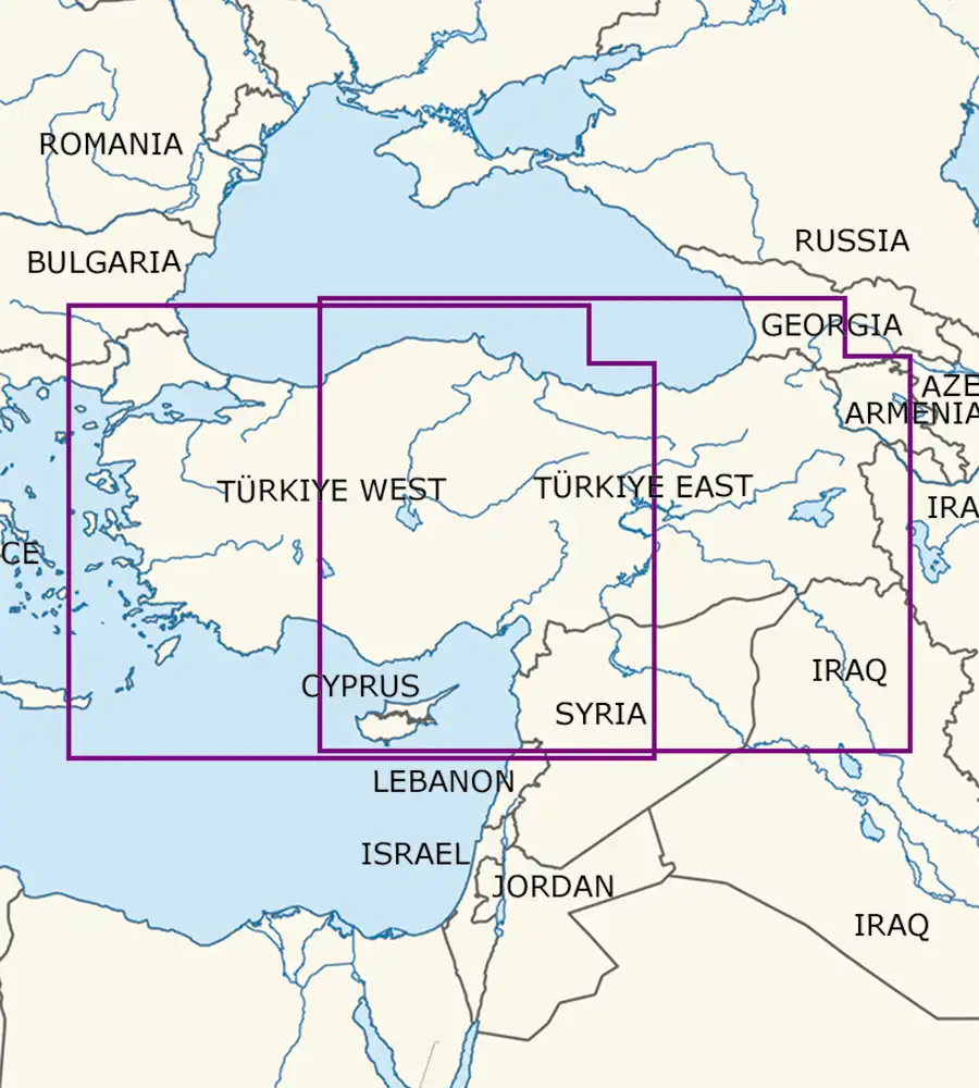 Blattschnitt von der Türkei auf der VFR Karte in 1000k