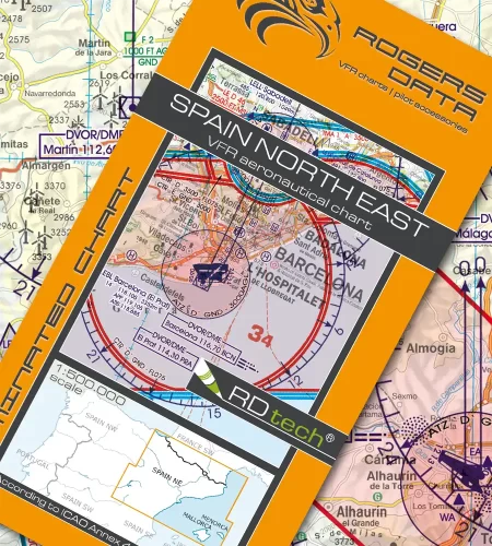 Carte aéronautique VFR OACI de l'Espagne Nord-Est en 500k