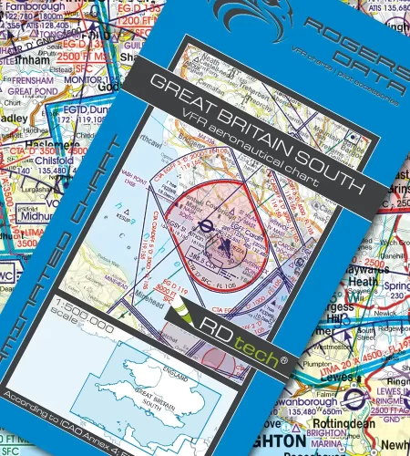 Carte aéronautique VFR OACI de la Grande-Bretagne Sud en 500k