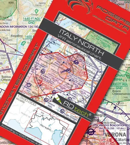 Carte aéronautique VFR OACI de l'Italie Nord en 500k