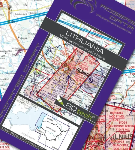 Carte aéronautique VFR OACI de la Lituanie en 500k