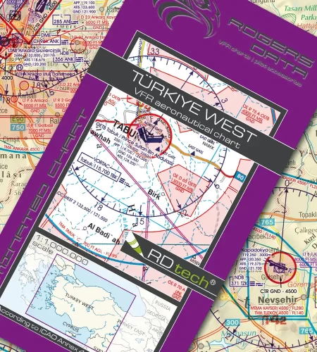 Carte aéronautique VFR OACI de la Turquie Ouest en 1000k