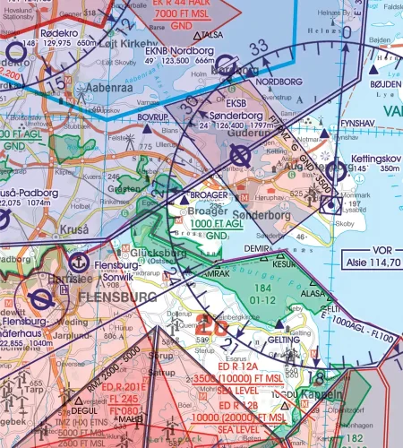 TMZ communication obligatoire de transpondeur sur la carte aéronautique du Danemark en 500k