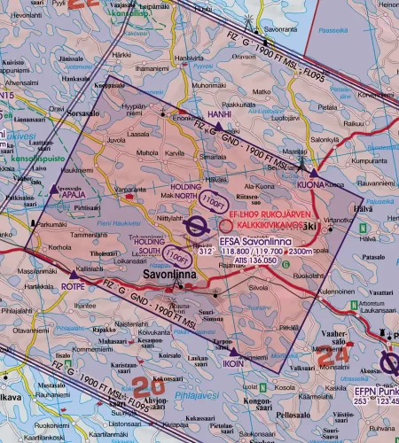 VAP FIZ sur la carte OCAI VFR de la Finlande en 500k