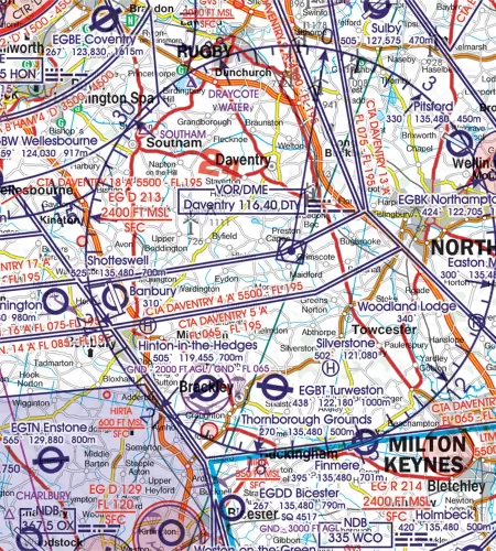 VOR/DME radiophare omnidirectionnel sur la carte aéronautique de la Grande-Bretagne en 500k