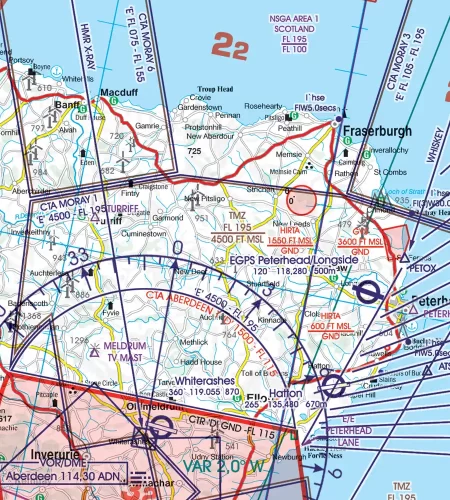 TMZ zone de communication obligatoire à transpondeursur la carte OACI de la Grande-Bretagne en 500k
