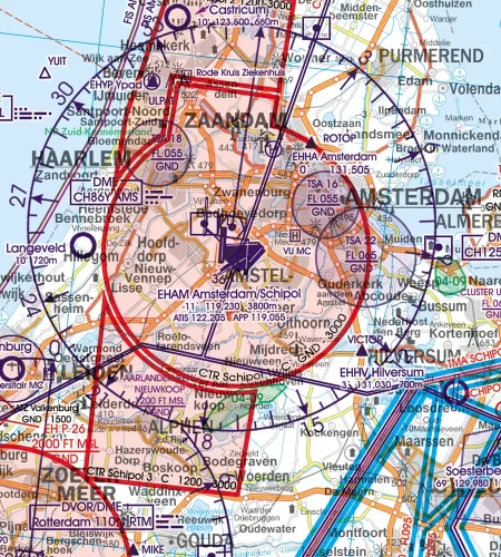 TSA CTR sur la carte VFR des Pays-Bas en 500k