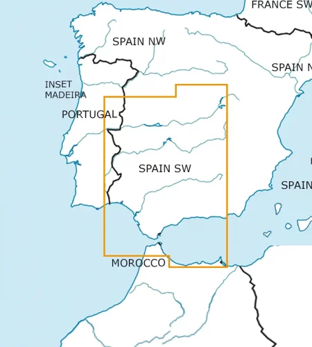Coupe feuille de l'Espagne Sud Ouest sur la carte VFR en 500k