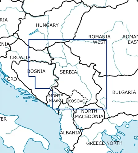 Coupe feuille de la Serbie sur la carte VFR en 500k