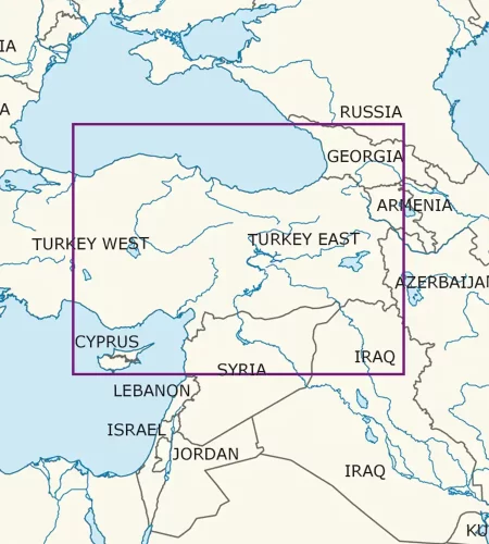 Coupe feuille de la Turquie Est sur la carte VFR en 1000k